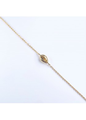 Ginnie Bijoux - Le Charmant - Bracelet fin avec médaille en coquillage - Bracelet en plaqué or