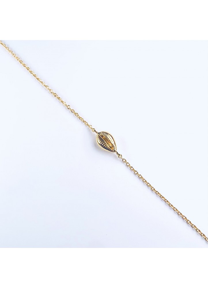 Ginnie Bijoux - Le Charmant - Bracelet fin avec médaille en coquillage - Bracelet en plaqué or